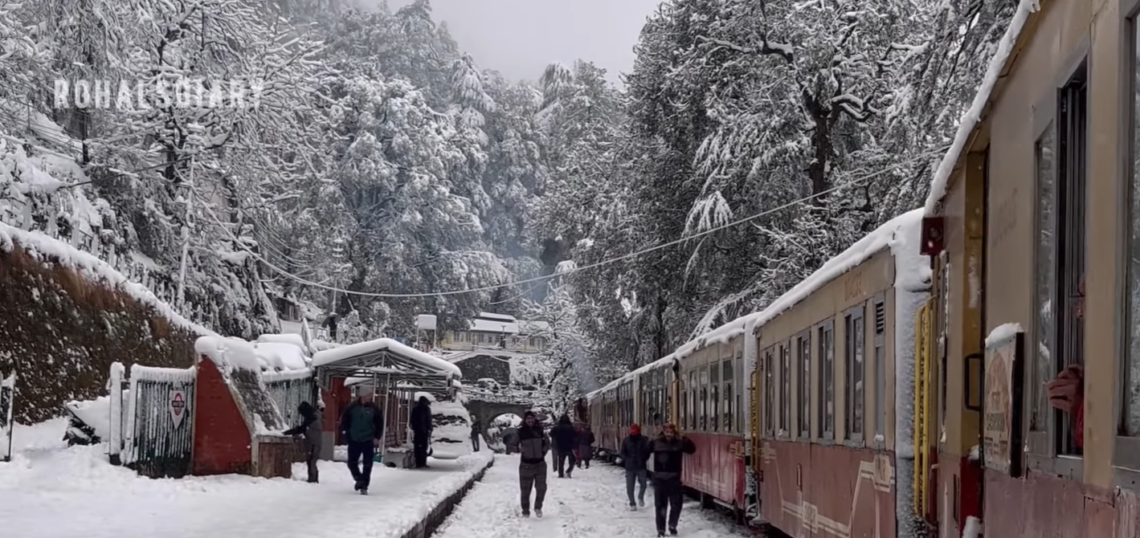 Shimla toy train in snow